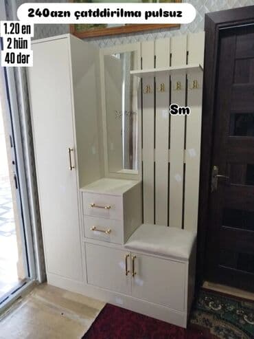 ucuz mebellər: Dəhliz üçün çoxfunksiyalı mebel dəsti - Rəng: krem - Ölçü: 1.20 m en — 1