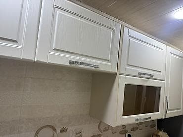 metbex skafi: Mətbəx üçün asma dolablar dəsti - Rəng: krem/şampan ağ - Material — 3