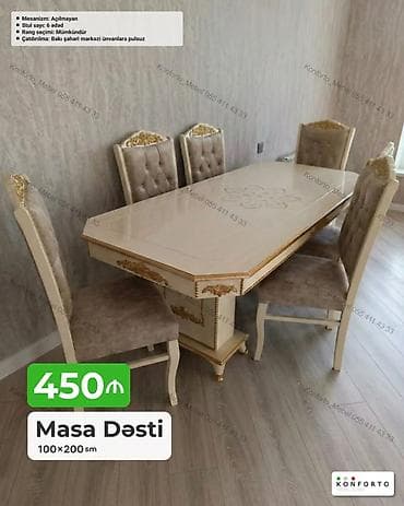 Klassik üslubda elegant Masa Dəsti - Ölçü: 100 × 200 sm - Mexanizm — 1