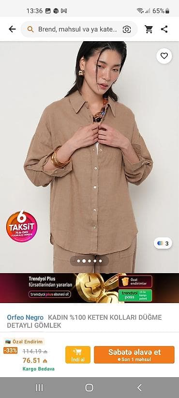 kətan sarocka: Salam metrolara çatdırılma var. Trendyoldan alınıb yenidir istifade — 2