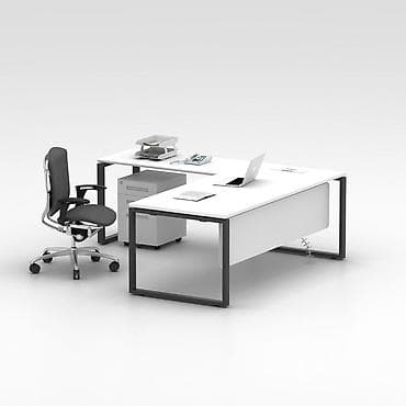 Ofis üçün L formalı iş masası və erqonomik kreslo dəsti - Dizayn