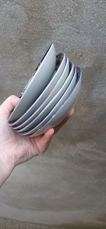 oglan tort sekilleri: Boşqablar, 6 ədədli dəst, rəng - Göy, Farfor — 8