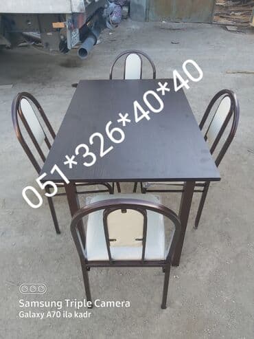 Masa və oturacaq dəstləri: Qonaq otağı üçün, Yeni, Açılan, Dördbucaq masa, 6 stul — 24