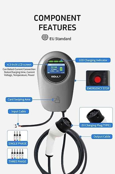 qezali masin: GB/T Wallbox 1 faza 32A/7kw/ ekranlı Divar tipli GBT 1 faza 32A, 7KW — 5