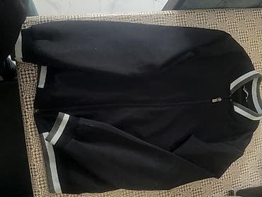 Qara rəngli kişilər üçün yüngül bomber-stil sviter/jaket - Rəng: tünd