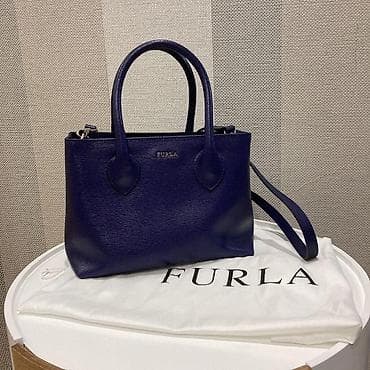 orginal canta: FURLA çantası – klassik tote model - Rəng: tünd bənövşəyi/dərin indigo — 1