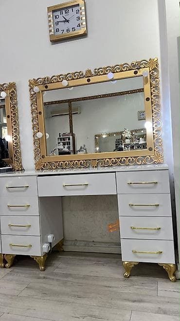 Salon masaları: Vizaj/salon üçün makiyaj masası və işıqlı güzgü komplekti - Stil — 3