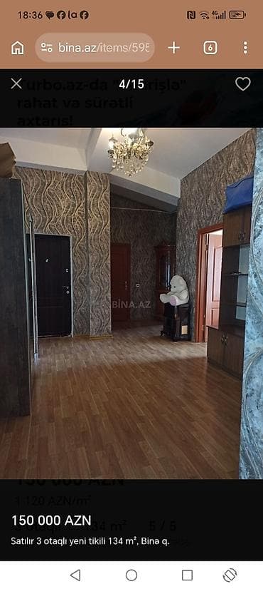 binə qəsəbəsində evlərin satışı: 3 otaqlı, Yeni tikili, 134 kv. m — 4