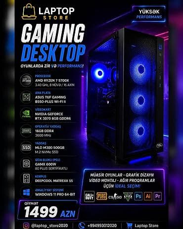manitor komputer: 🔥 Oyun həvəskarları üçün əla seçim! 🔥 🖥️ Gaming Desktop – yüksək FPS — 1