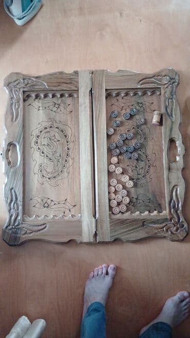 nerd taxta sekilleri: Əl işçiliyi ağac nərd dəsti - Material: tam ağac (qoz ağacına — 2