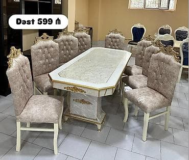 mərmər panel: Qonaq otağı üçün, Açılmayan, Dördbucaq masa, 6 stul — 1