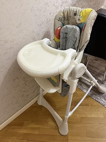 pive set: Uşaq yemək kreslosu - Rəng: ağ və bej tonları, şən heyvan printli — 3