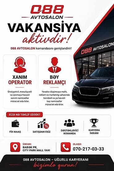Çağrı mərkəzi operatoru tələb olunur, Yalnız qadınlar üçün, 18-29 yaş, 1 ildən az təcrübə, Aylıq ödəniş
