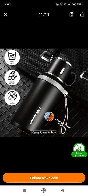Rəng - Qara, Termos, Paslanmayan polad, 0,7 bucket volume l, Yaponiya — 3