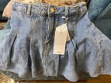 mango καπαρντινα: MNG Kids Denim Lab cins ətək - Material: klassik mavi denim (pambıq — 7