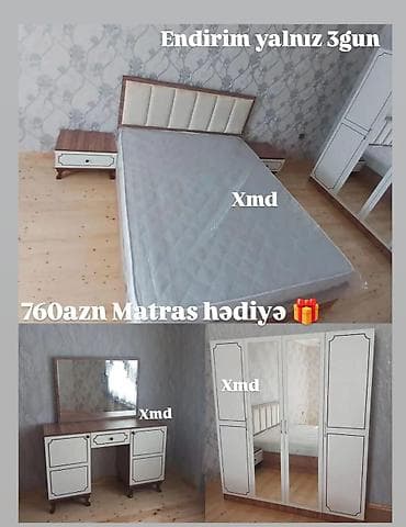 Yataq otağı dəsti - Komplekt: çarpayı (yumşaq başlıqla), 2 ədəd — 1