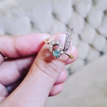 tək qaş: Toy, Üzük, Sarı qızıl, 750 Əyar, Zümrüd, 0.26-0.50 Karat — 2