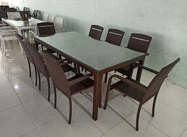 аренда столов и стульев бишкек: Квадратный стол, Нераскладной, Со стульями, Плетеный — 11