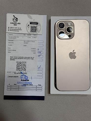 13 pro max en ucuz: IPhone 16 Pro Max, 256 GB, Desert Titanium, Face ID, Sənədlərlə — 3