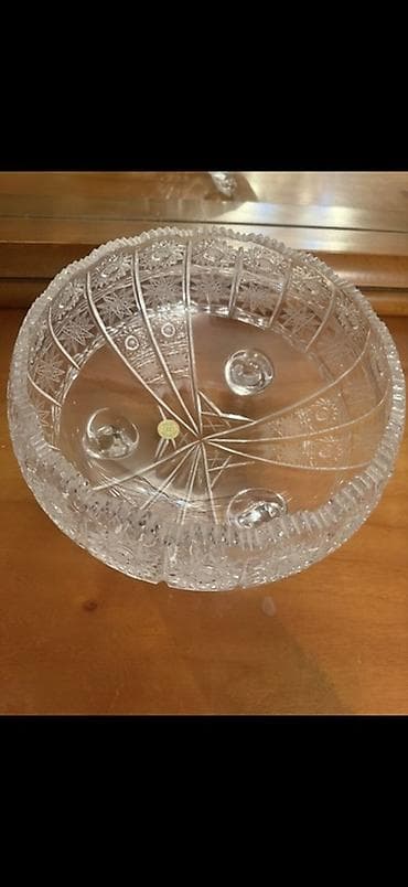 Bohema meyve qabı dəsti - Material: ağır, şəffaf kəsimli kristal şüşə