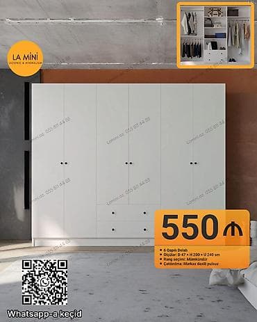 dolablar paltar: - Məhsul: 6 qapılı paltar dolabı - Qiymət: 550 ₼ - Ölçülər: Dərinlik — 1