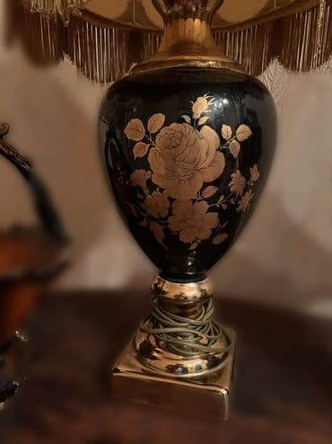 gecə lampası: Kobalt nachnik 100 manat Zərif qızılı haşiyəli, qara keramika — 2