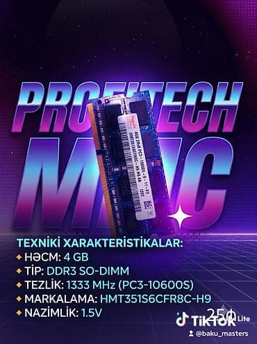Hynix noutbuk operativ yaddaşı Endirim var - Həcm: 4 GB - Tip: DDR3