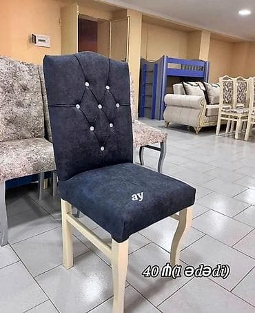 Mətbəx üçün, Qatlanmayan, rəng - Göy Stul