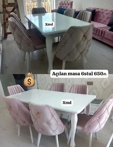 parca bez: Qonaq otağı üçün, Yeni, Açılan, Dördbucaq masa, 6 stul — 1