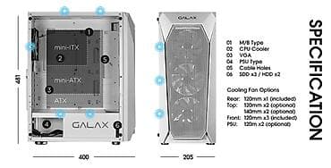 Modemlər və şəbəkə avadanlıqları: GALAX REVOLUTION A05 Form Factor (Midi, Micro, Mini ITX, Full)	ATX — 2