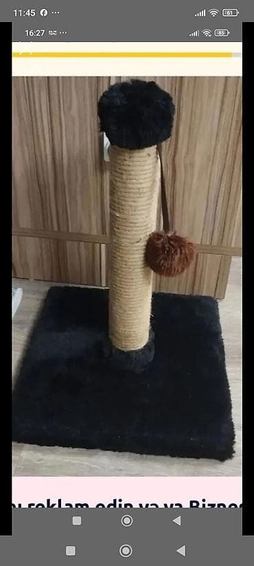 Pişik üçün qaşınma dirəyi və oyun stendi - Material: təbii sizal