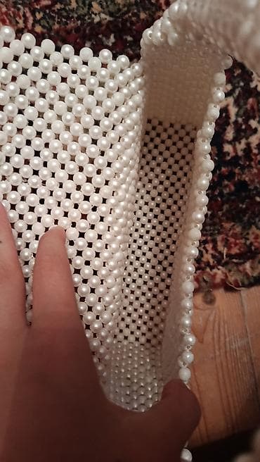 Сумки: Mirvari fakturalı əl işi çanta - Material: Süni mirvari boncuklardan — 5