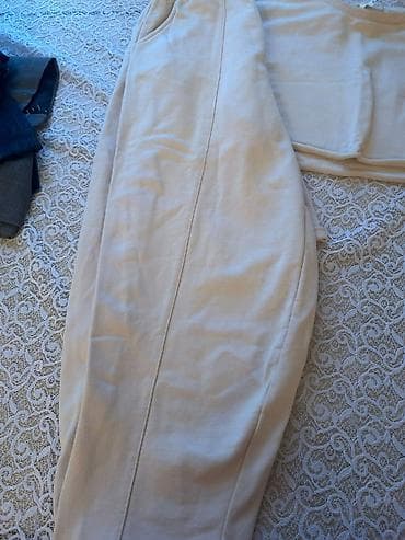 dest geyimler: Bej rəngli qadın ev-dəstı (2 hissəli) - Üst: qısa kəsimli sweatşört — 4