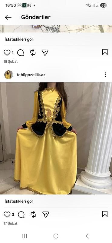 Manejlər: Uşaq üçün milli geyim dəsti.Hər rəng mümkündü. - Rəng: Parlaq sarı — 1