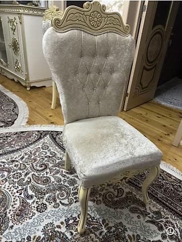 barnı stul: Klassik üslubda dəst mebellər Yemək otağı: - Ağ-krem rəngli, qızılı — 9