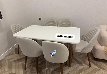 Mətbəx üçün, Açılan, Dördbucaq masa, 6 stul