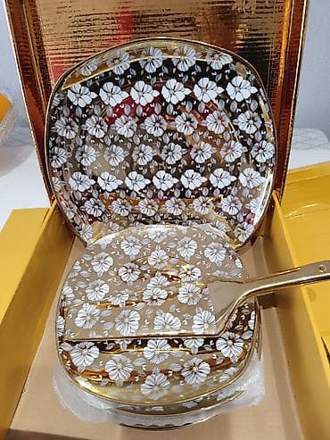 gozel hediyeler: Tort və şiriniyyat qabı, rəng - Qızılı, Şüşə — 3