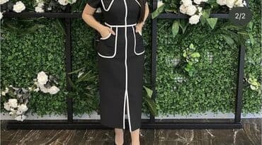 kisi koynekleri klassik: Qara rəngli midi don – ağ kontur detallı - Model: qısaqol, beldən — 2