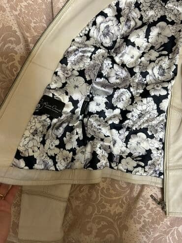 deri pencekler: Qadın dəri gödəkçə - Rəng: açıq krem/bej - Material: təbii dərini — 2