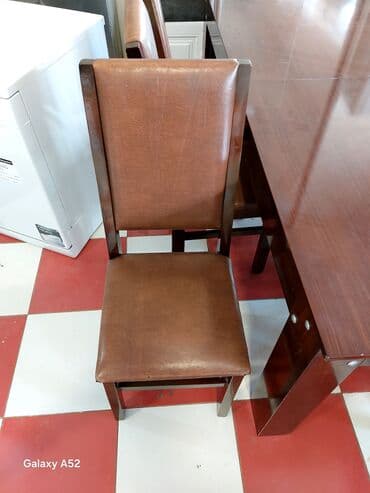 taxta stol stul: Qonaq otağı üçün, İşlənmiş, Dördbucaq masa, 6 stul — 5