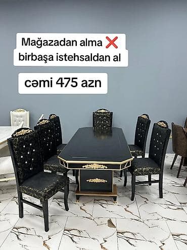 stul bar: Qonaq otağı üçün, Yeni, Açılmayan, Dördbucaq masa, 6 stul — 1