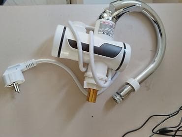 masa usdu kapter: Keramika piyada dayaqla lavabo + elektriklə su isidən kran seti - — 2