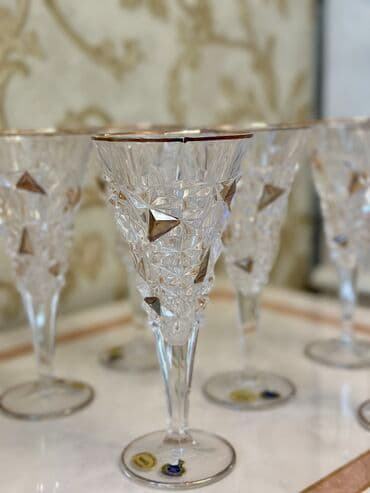 qab dəstləri: Qədəhlər, Xrustal, 6 ədədli dəst, Çexiya — 1