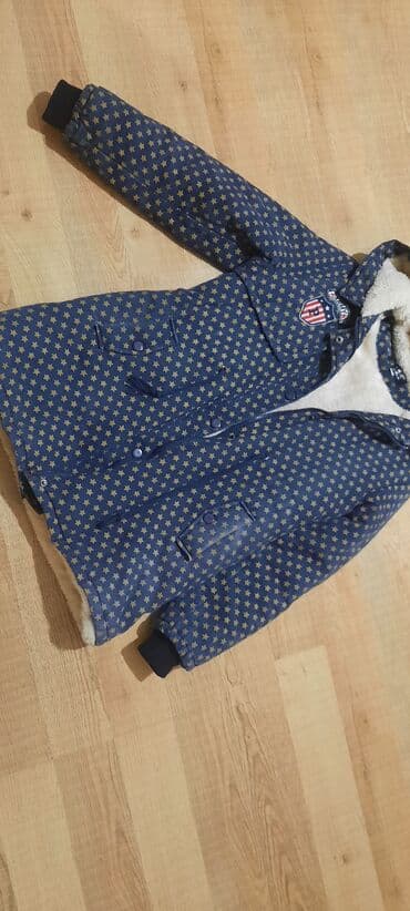 Üst geyimləri: Uşaq üçün qışlıq parkaya oxşar kurtka - Rəng: tünd mavi, üzəri qızılı — 1