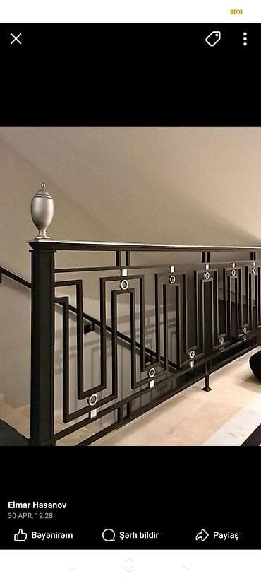 Pilləkən məhəccərləri: Müxtəlif dizaynlarda dəmir məhəccərlər. Pilləkənlər, eyvanlar və ya — 4