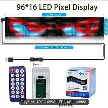 электронное табло: 96x16 LED Piksel Ekran paneli - Ölçü: 59 sm (23.2 in) x 12 sm (4.7 — 1