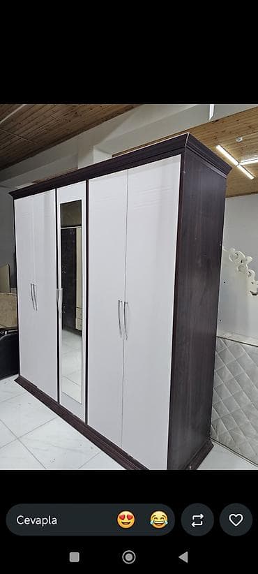 bal: İşlənmiş, 4 qapılı, Güzgülü, Ağ, Açılan, Düz dolab — 1