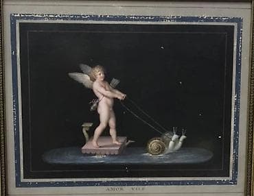 haski sekilleri: Rəsm tablo – “AMOR VILE” - Süjet: Qanadlı Amor fiquru kiçik platforma — 1