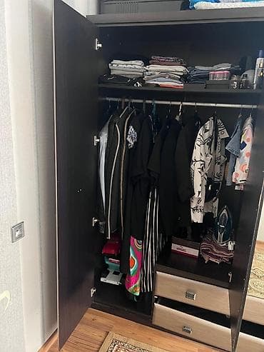 2el dolablar: İşlənmiş, 4 qapılı, Siyirməli, Bej, Taxta, Açılan, Düz dolab — 3