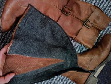 женские резиновые сапоги: Ботфорты, Размер: 36, цвет - Коричневый, Б/у — 4